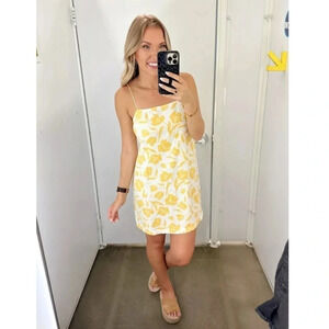 Old Navy - Yellow Linen Blend Floral Dress